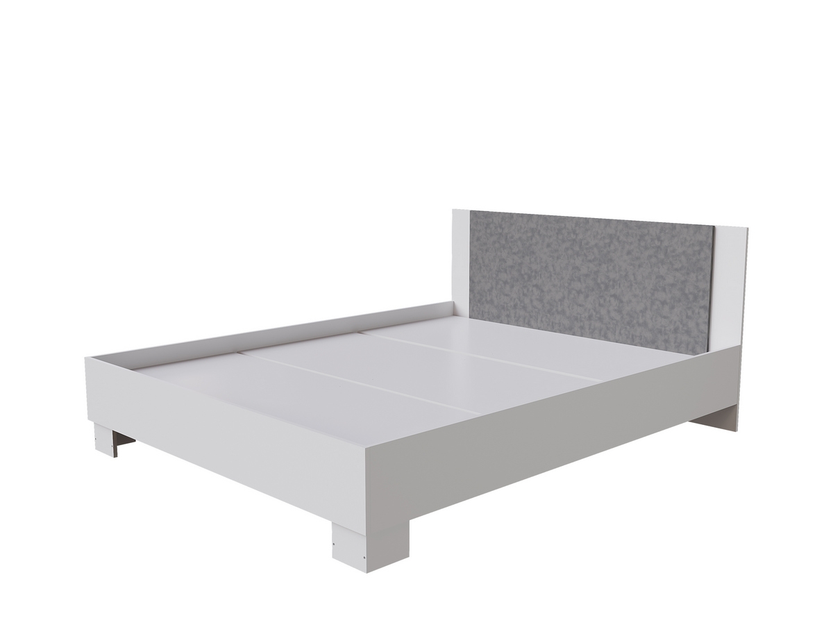 Кровать Nova с/м 1600х2000, 1634х2058х785, белый/ бетон